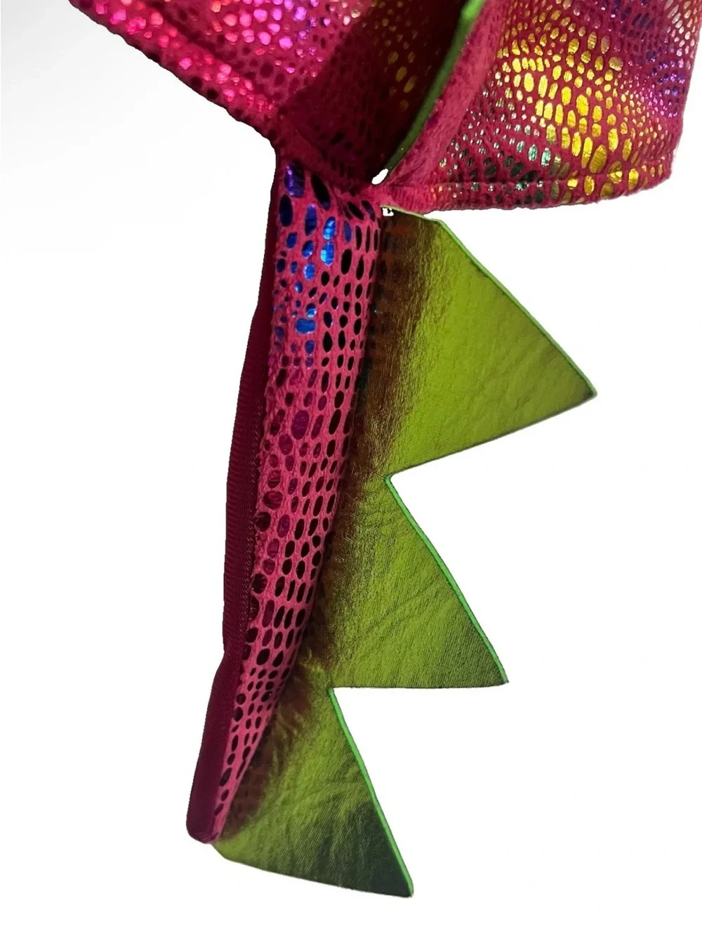 Red Dragon Pet Costume with Wings & Dorsal Spikes Metallic & Iridescent